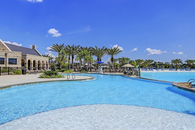 view of pool featuring a patio area