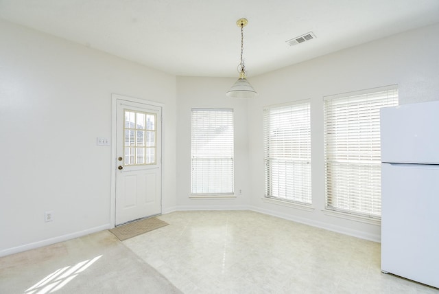 view of unfurnished dining area