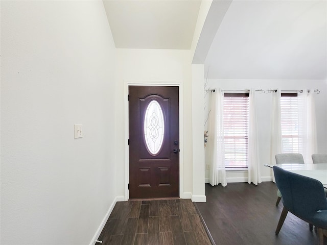 entryway featuring dark wood-type flooring