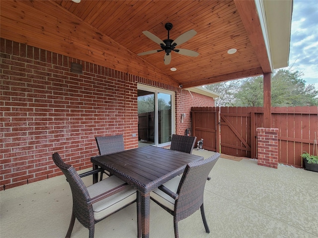 view of patio / terrace with ceiling fan