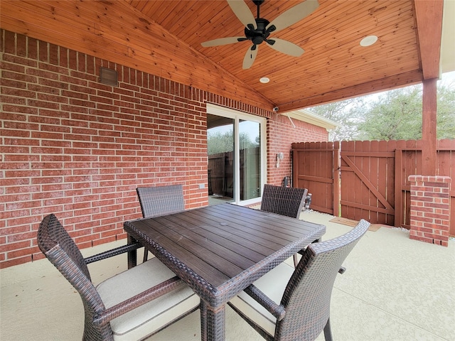 view of patio / terrace with ceiling fan