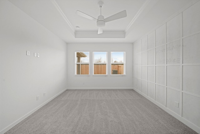 906 Hooks Trl, League City, TX 77573 - carpeted spare room featuring ceiling fan, ornamental molding, and a raised ceiling