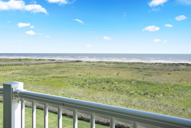 property view of water featuring a beach view