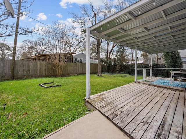 view of yard featuring a deck