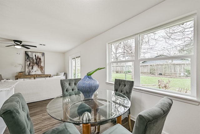 dining space featuring hardwood / wood-style floors