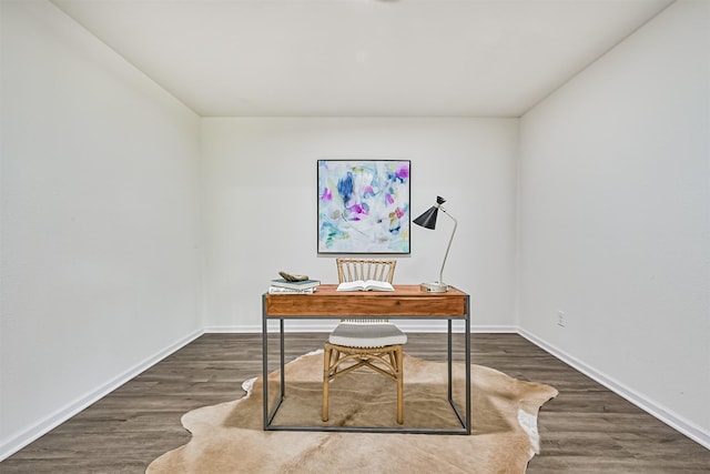 office area with dark hardwood / wood-style flooring