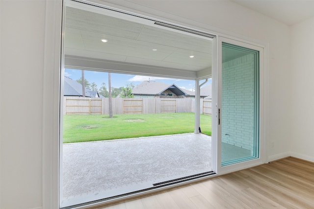 16119 Rustling Woods Rd, Conroe, TX 77302 - entryway featuring wood finished floors and recessed lighting