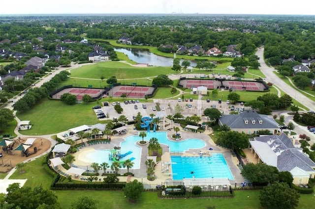 10903 Providence Ct, Missouri City, TX 77459 - aerial view of property and surrounding area featuring a pool and a large body of water