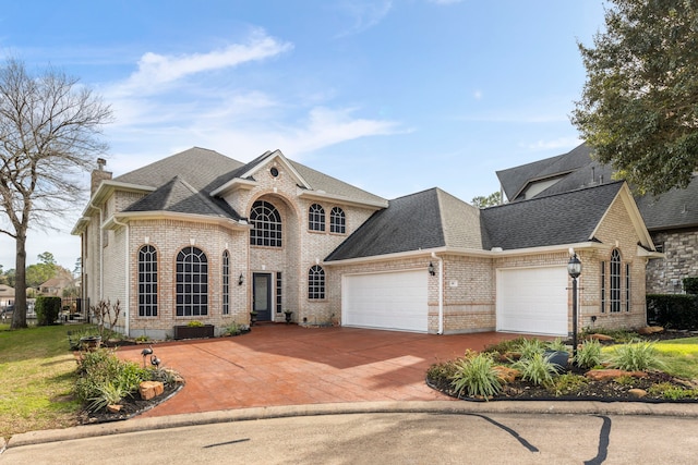 french country style house featuring a garage