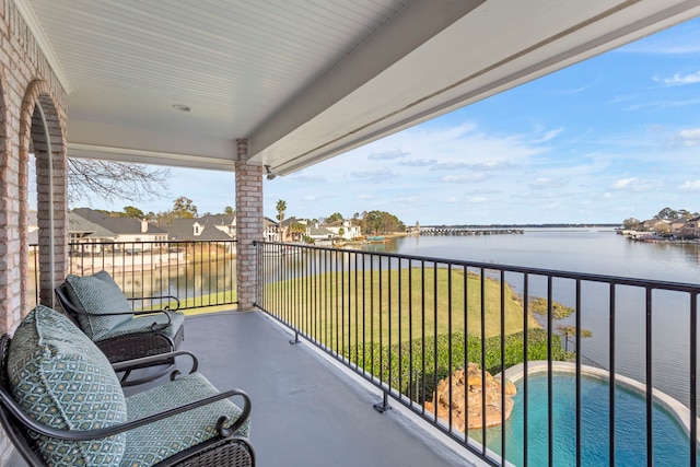 balcony with a water view