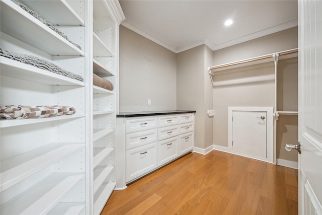 walk in closet featuring light wood-type flooring