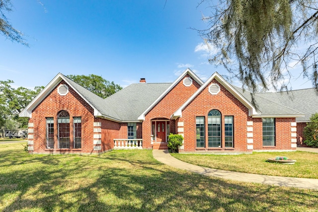 view of front facade featuring a front lawn