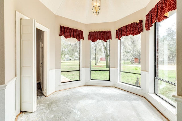 view of unfurnished sunroom