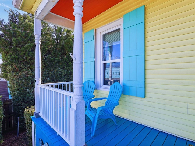 wooden deck with covered porch