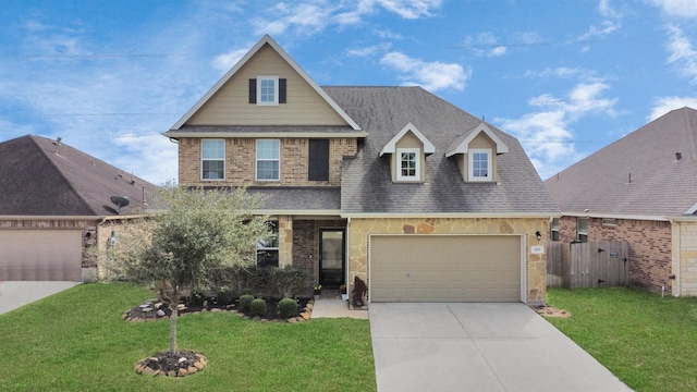 view of front of property featuring a front lawn