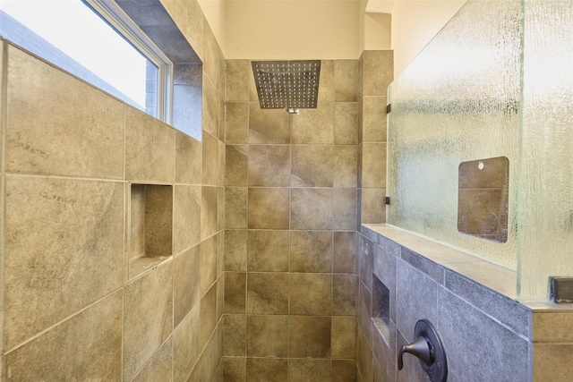 room details with a tile shower