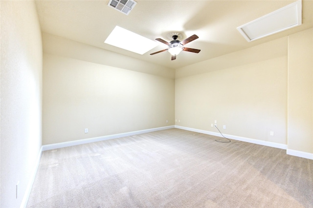 empty room with light carpet and ceiling fan