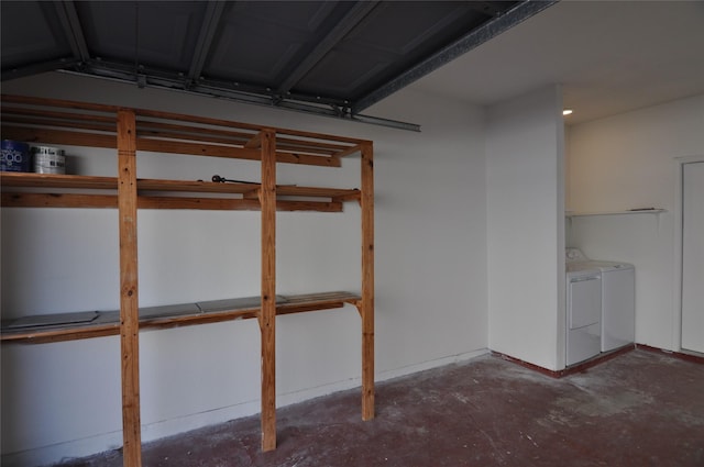 basement featuring washing machine and dryer