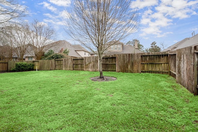 view of yard with a fenced backyard