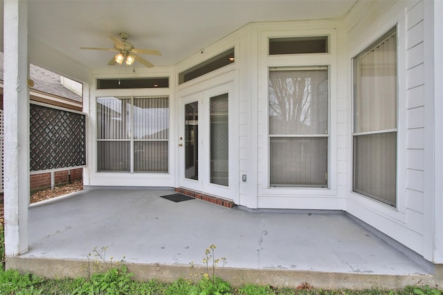 view of patio / terrace featuring ceiling fan