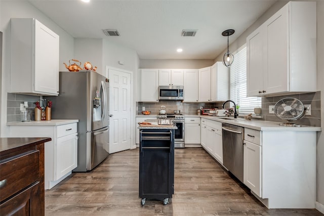 kitchen with white cabinetry and stainless steel appliances