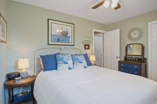 bedroom featuring ceiling fan