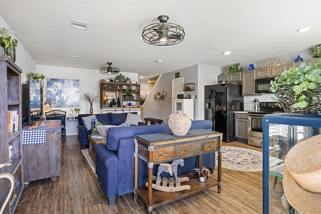 living room with hardwood / wood-style flooring