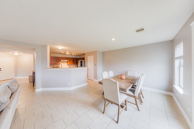 tiled dining area featuring a wealth of natural light