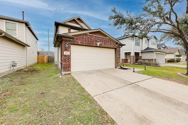 view of front property with a garage and a front yard