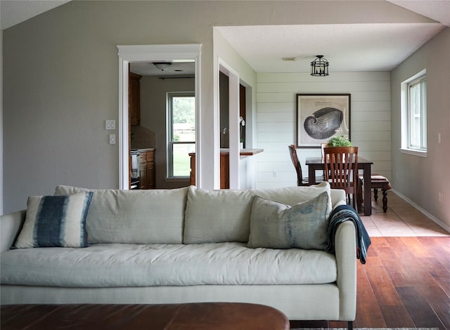 living room with wood-type flooring