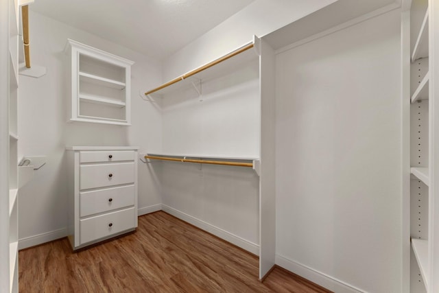 walk in closet featuring hardwood / wood-style floors