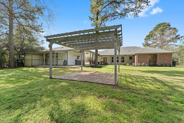 view of yard featuring a pergola and a patio