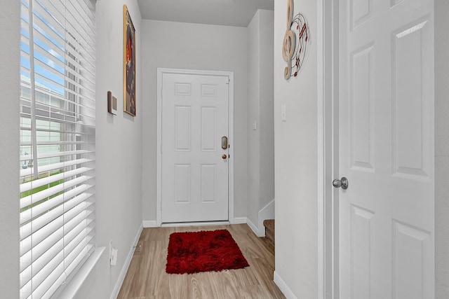 entryway with plenty of natural light and light wood-type flooring