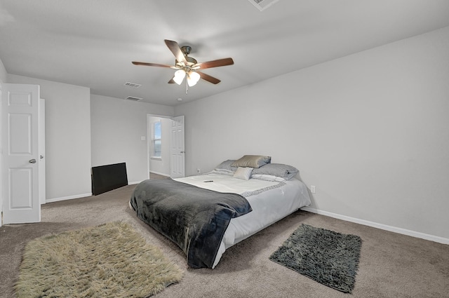 bedroom with carpet and ceiling fan