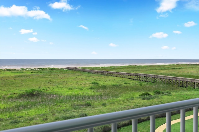 view of water feature with a view of the beach