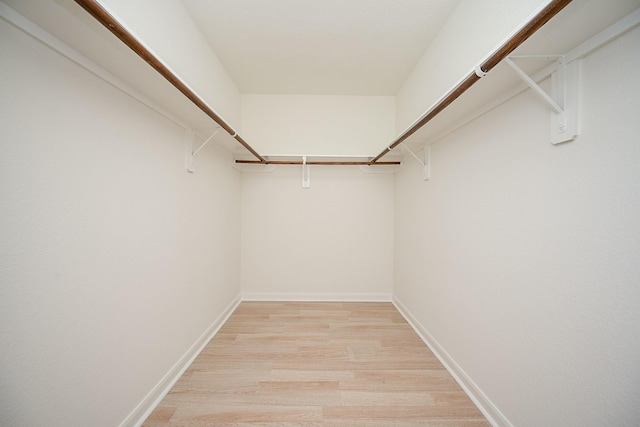 spacious closet with light hardwood / wood-style flooring