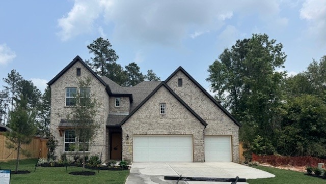 16147 Rustling Woods Rd, Conroe, TX 77302 - view of front of property featuring driveway, a garage, and stone siding