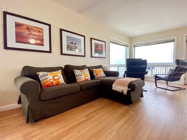 living room featuring light wood-type flooring