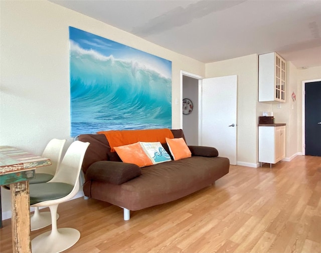 living room featuring light wood-type flooring