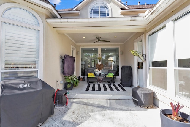 view of patio with ceiling fan