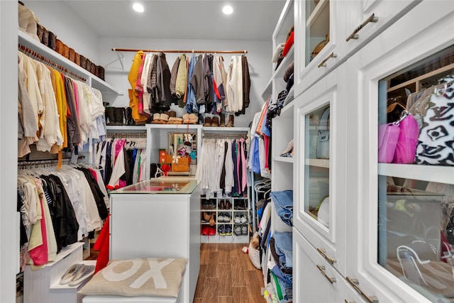 spacious closet featuring hardwood / wood-style flooring