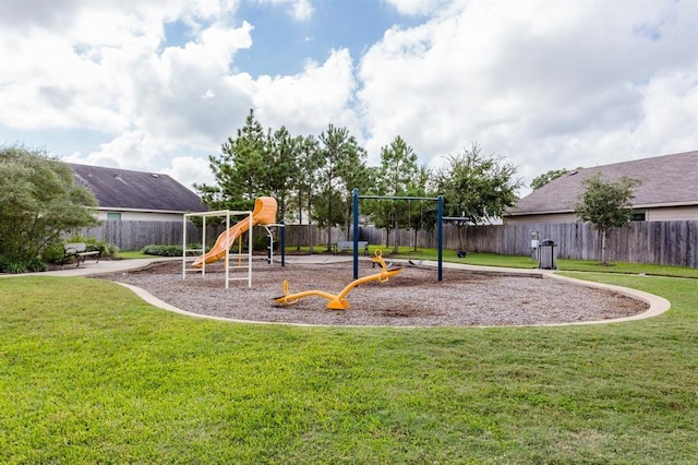 view of playground featuring a yard