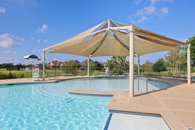 view of swimming pool featuring a patio