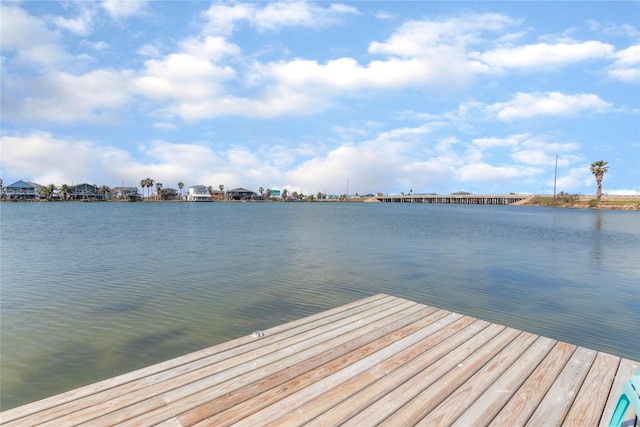 view of dock featuring a water view