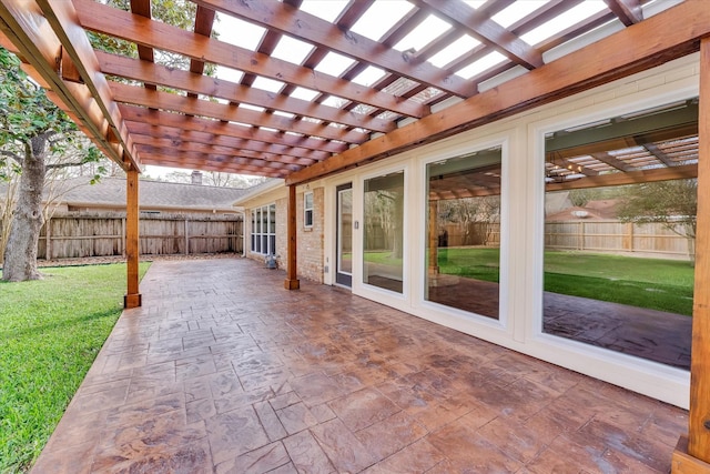 view of patio featuring a pergola