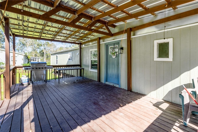 deck featuring area for grilling