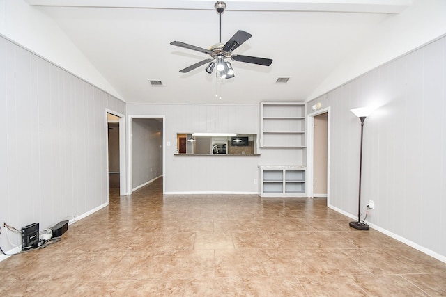 7018 Drowsy Pine Dr, Houston, TX 77092 - unfurnished living room featuring lofted ceiling and ceiling fan