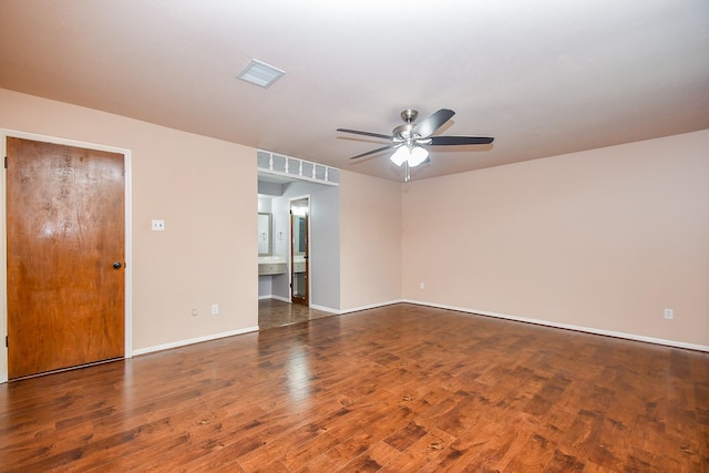 7018 Drowsy Pine Dr, Houston, TX 77092 - empty room featuring ceiling fan and dark hardwood / wood-style floors