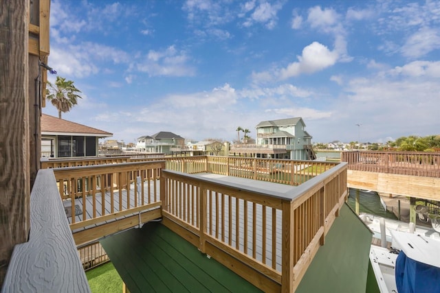 deck with a residential view