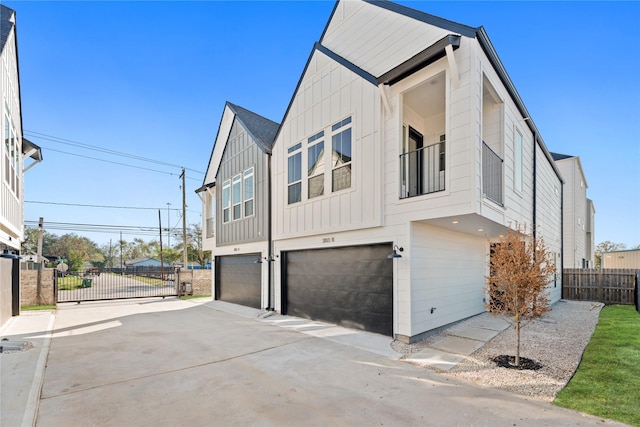 view of side of property featuring a garage